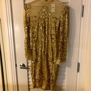 Gold sparkling knee dress